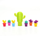 7pc Silicone Cactus Wine Glass Charms /Drink Markers & Bottle Stopper Set Pa Nw