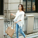New Hand-Woven Hollowwork Straw Bag Paper Rope Grid Without Lining Women Be