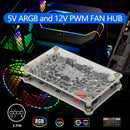 1 to 6 Multi Way Splitter HUB 5V ARGB LED 12V PWM 4Pin/3Pin Fan Adapter