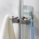 2x Wall Mounted Mop Clip Broom Hooks Holder Brush Handle Hanger Rack Blu WVJ