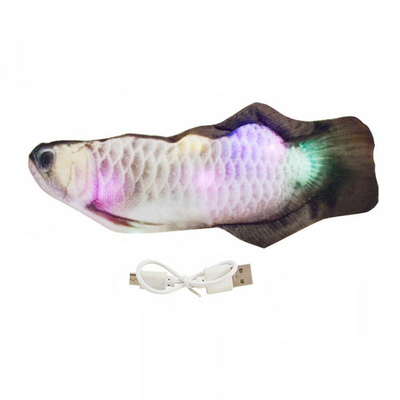 Simulation Moving Fish Electric Cat Chew Bite Toys USB (F Sliver Arowana) A