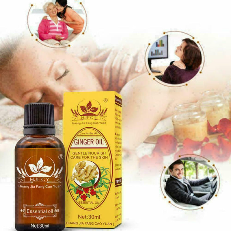 30ML 100% Natural Plant Ginger Oils Therapy Lymphatic Drainage Massage Comf W7Z9