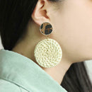 Retro Woven Circle Dangle Ear Stud Women Rattan Geometric Earrings Jewelry