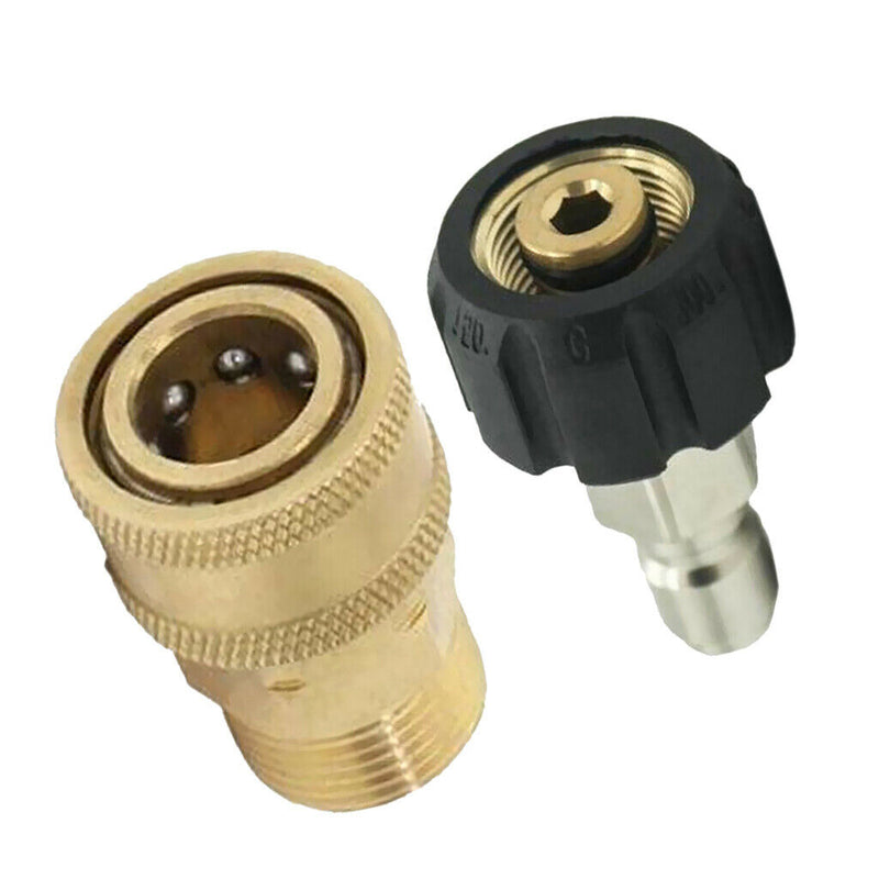 2PCS Quick Release Adapter M22/14 To 1/4inch Inch Pressure Washer Connector