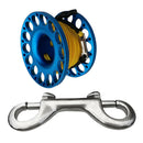 Aluminum Alloy Scuba Diving Finger Spool Reel+30m Line+Double Hook Blue