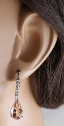 Polished Women Morganite Sapphire Wedding Party Jewelry Drop Dangle Earrings New