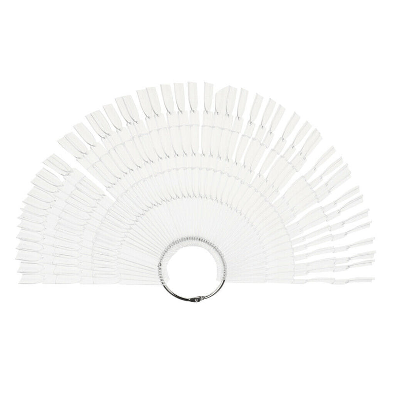 50 Piece Fan-Shaped False Nail Art Polish Gel Display Chart 150 Tips Clear