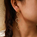 Irregular Earrings Heart Crystal Long Ear Drop Women Holiday Jewelry Gift A