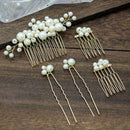 5Pcs/Set Pearls Wedding Hair Comb Bridal Hair Clips Accessories Jewelry Hai Z2W2