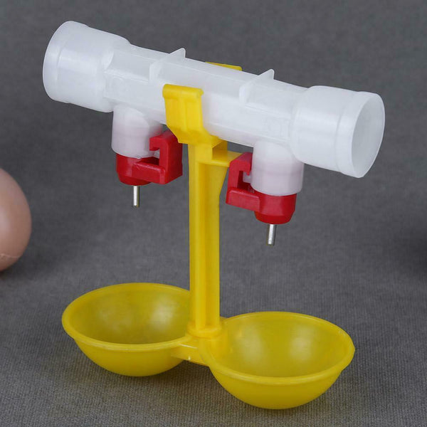 Double Outlet Drinking Hanging Chickens Cups Nipple Drinker Poultry Waterer #gib