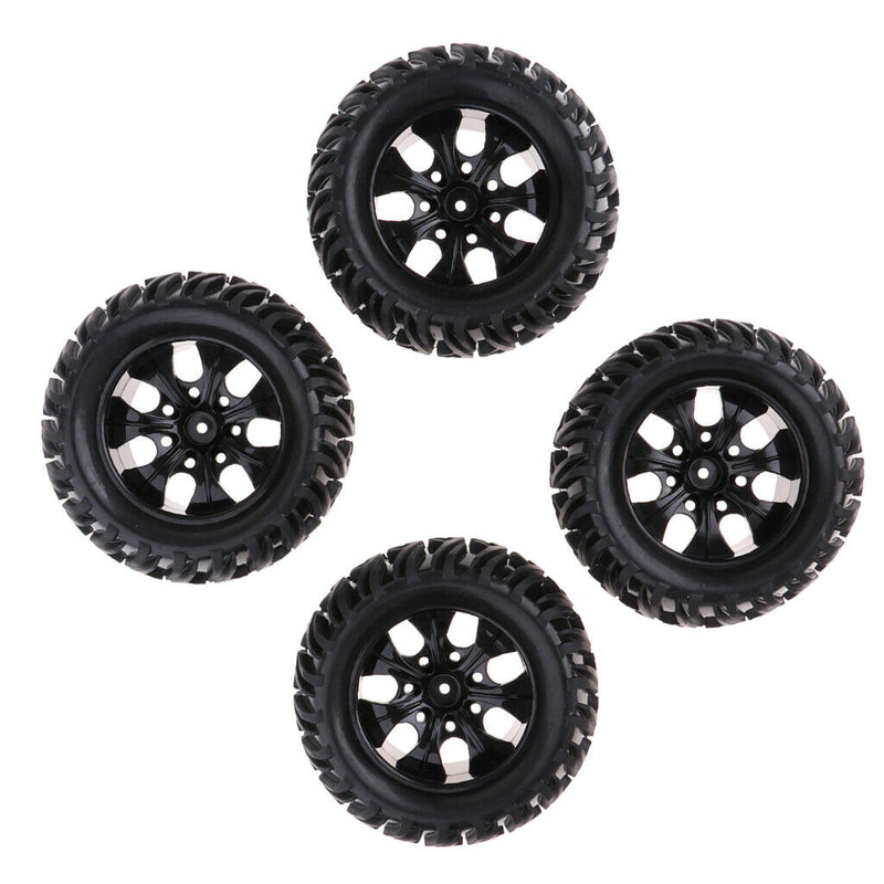 4Pcs 12mm Hub Wheel Rim & Rubber Tire Tyres for 1:10 RC Monster Truck Truggy