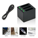 Rapid 3-Channel Battery Charger with USB Cable for Hero 5 Hero 6 Black Hero