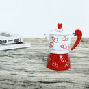 6 Cup Moka Stovetop Espresso Coffee Maker Pot Latte Red Heart Print
