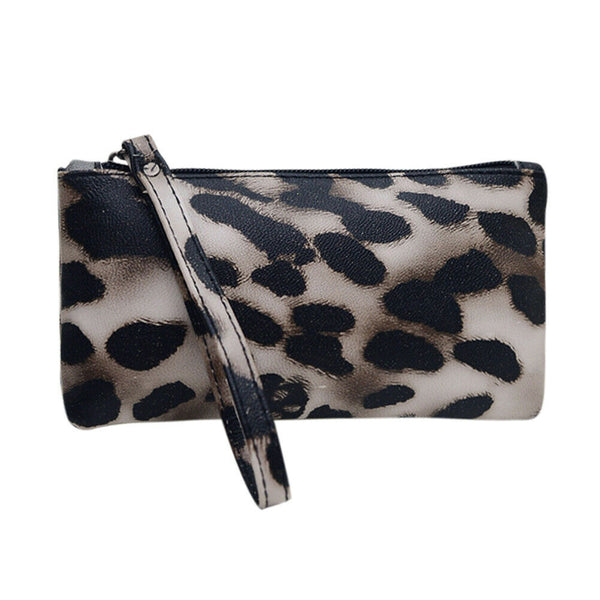 Women PU Leather Clutch Bags Leopard Printed Female Girl Money Coin Purse Zipper