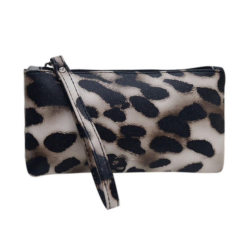 Women PU Leather Clutch Bags Leopard Printed Female Girl Money Coin Purse Zipper