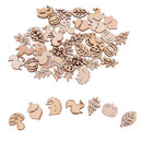 50 PCs Mixed Wooden Craft Squirrel Leaves Mushroom Shape Hedgehog Decorat %ã€Š