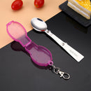 Outdoor Camping Utensil Stainless Steel Folding Spoon with Box (Purple) A