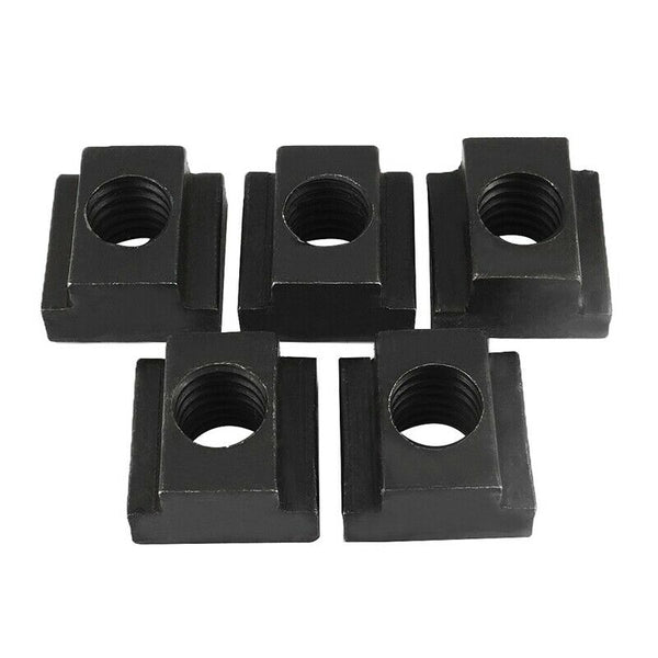 1/2-inch Steel T-Slot Nut Black Oxide Plated Grade 8.8 Tapped Through 5pcs