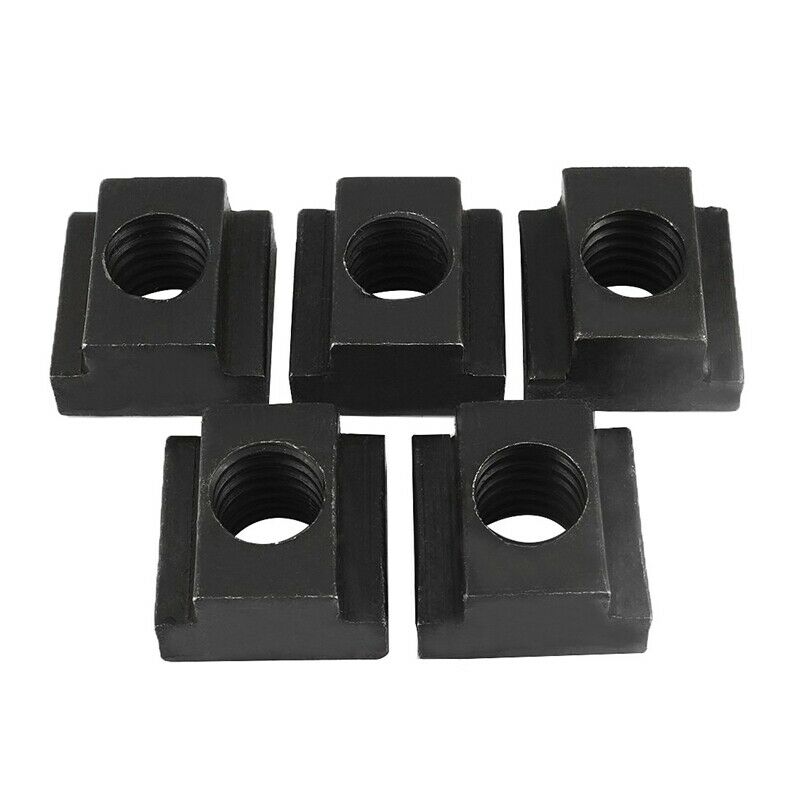 1/2-inch Steel T-Slot Nut Black Oxide Plated Grade 8.8 Tapped Through 5pcs