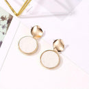 Heart Pendant Earrings Round Metal Geometric Women Ear Drop Jewelry (02) A