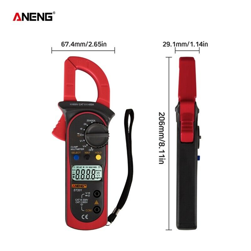 Aneng Digital Clamp Multimeter St201 2000 Counts Meter Ammeter Ac/Dc Voltag B1R3