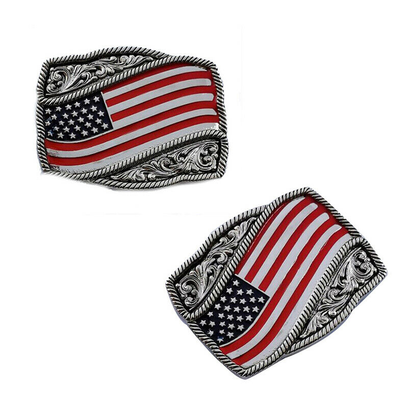 Us Flag With Flower Belt Buckle suitable for 4cm wideth snap on beltB Hn
