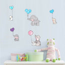 Cartoon Cute Animal Elephant Playing with Balloons Rabbit Wall Stickers Decor3C