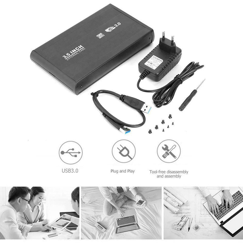 3.5 inch Hard Disk Drive Case SATA to USB3.0 Adapter External HDD Enclosure