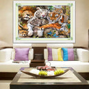 Diamond Painting Cross Stitch Embroidery Tiger Lion Animals Rhinestone