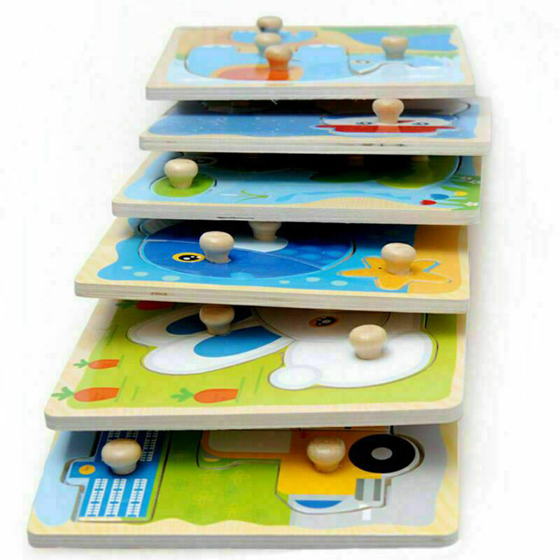 Baby Child Kid Wooden Creative Colorful Educational Puzzle Brick Funny Toys I2U0
