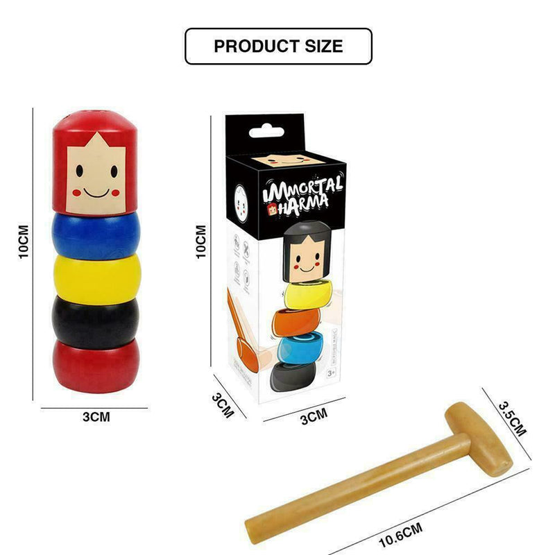 Immortal Daruma Small Wooden Man Stubborn Unbreakable Wood Game Magic S8T2