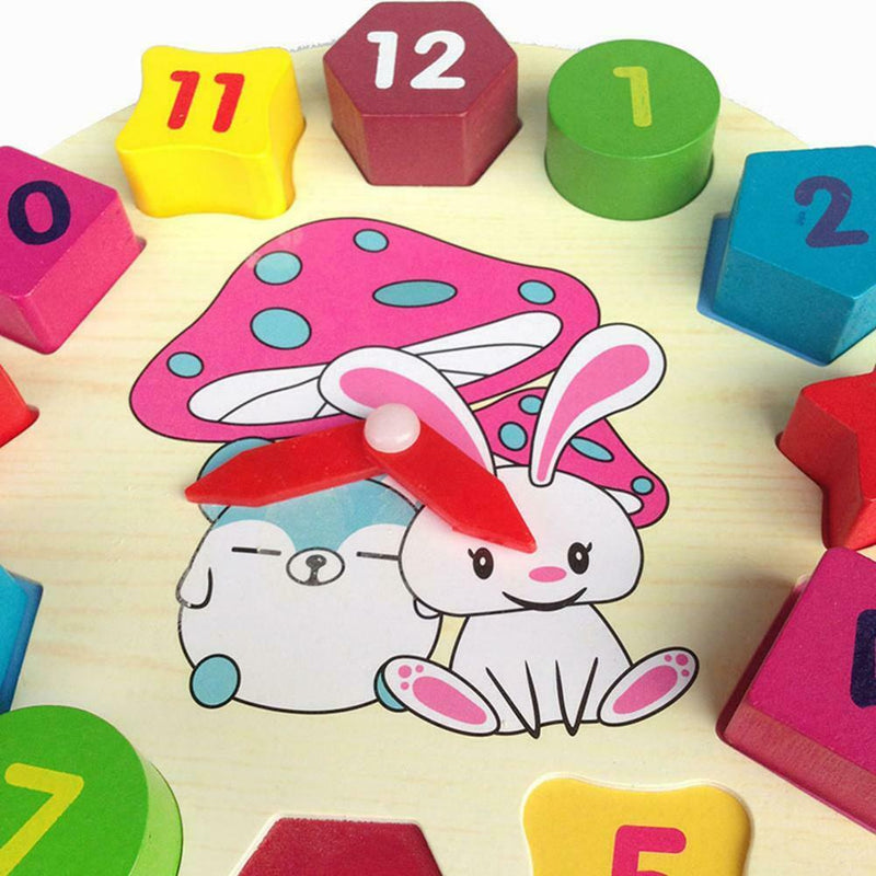 Wooden Rabbit Clock Building Blocks Digital Alarm Clock Toys Children Gifts