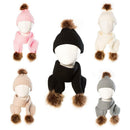 2Pair Baby Boy Girl Winter Cap Knitted Faux Fur Pom Bobble Beanie Hat Scarf