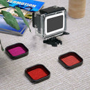 3pcs Lens Filter Red Pink Purple Waterproof Case for Gopro Hero 5 6 7 Black