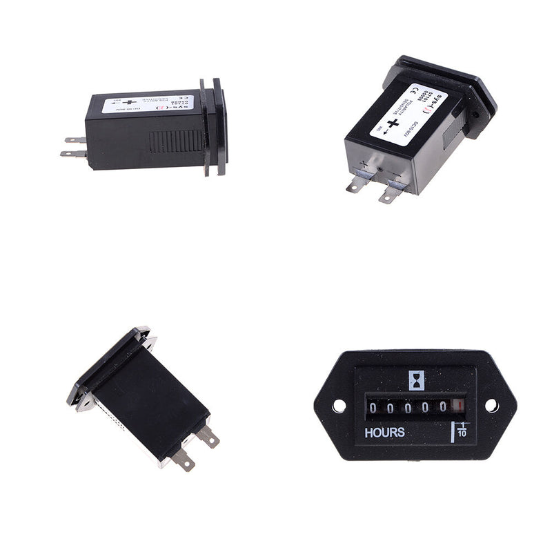 Black Rectangle 12V-36V DC Generator/Engine Sealed Hour Meter Counter JR
