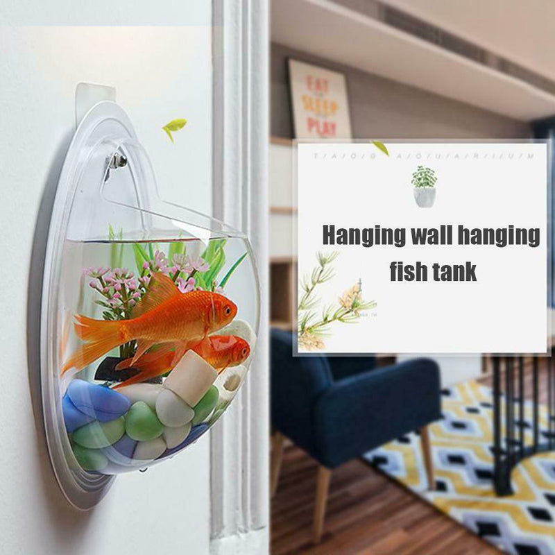 Plant Vase Tank Aquarium J9VV Clear Fish Wall Hanging Pot Acrylic Flower Cover