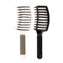 Boar Bristle Hair Brush-Curved And Vented Detangling Hair Brush For Women L