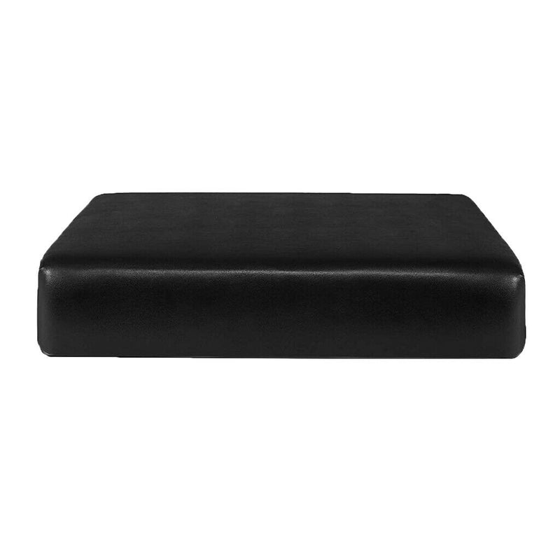 3x PU Leather Single Seat Cushion Slipcovers Covers for Sofa Couch Chairs Black