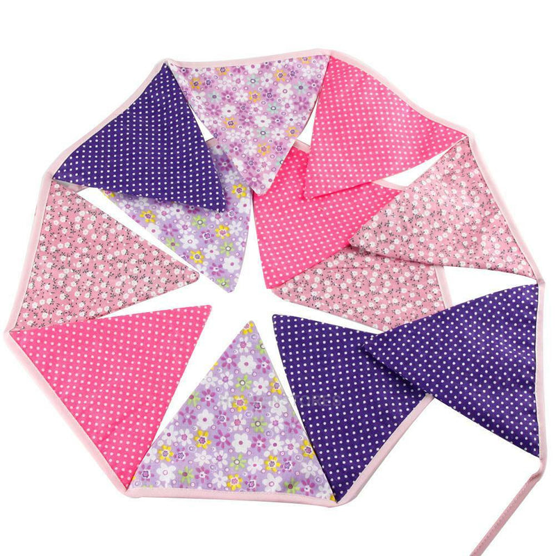 12 Flags 3.2m  Cotton Birthday Party Wedding Pennant Bunting Banner Decor