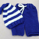 Newborn Baby Photography Props 2pcs Costume Knitted Striped Pants with Hat