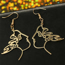 Retro Art Abstract Cutout Face Dangl Drop Earrings Ear Stud Hollow Ear JewelryBX
