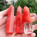 Natural Fluorite Quartz Crystal Pendent Gifts Wand Point Stone_Red Healing R4G6