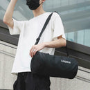 Women Barrel-Shaped Sports Gym Shoulder Bag Waterproof Nylon Bags (Black)