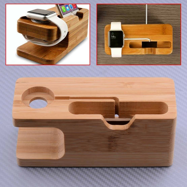 Bamboo Wood Charging Dock Station Stand Charger holder fit for Watch Hf