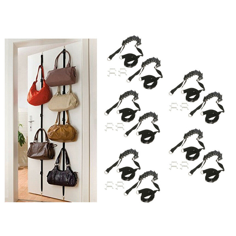 5 Pcs Black Over-the-Door 8 Hook Hanger Scarf