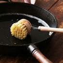 Wear Resistant Kitchen Dish Brush Retro Wooden Pot Brush with Long Handle - Z6F8