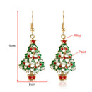 Women Rhinestone Christmas Tree Pendant Hook Earrings Party Jewelry Gift Fashion