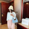 Elegant Pleated Handbag Women Leather Travel Totes Shoulder Bag (Blue)