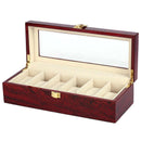 6 Wood Watch Display Case Box Glass Top Jewelry Storage Organizer Gift Men