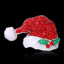 Christmas Brooch Pins Santa Hat Red and White Crystal Rhinestone Covered Sc